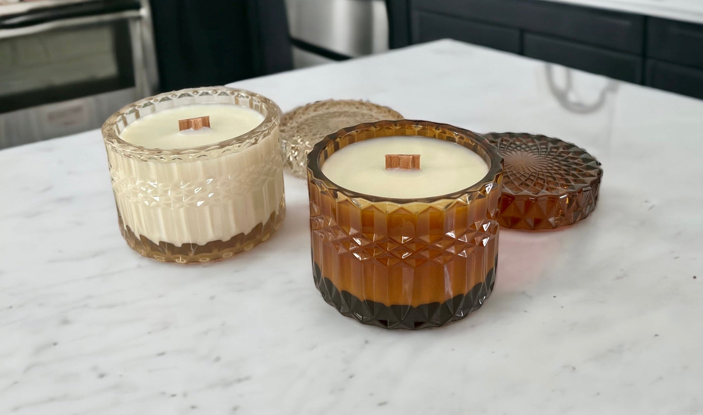 Amber Vintage Glass Candle