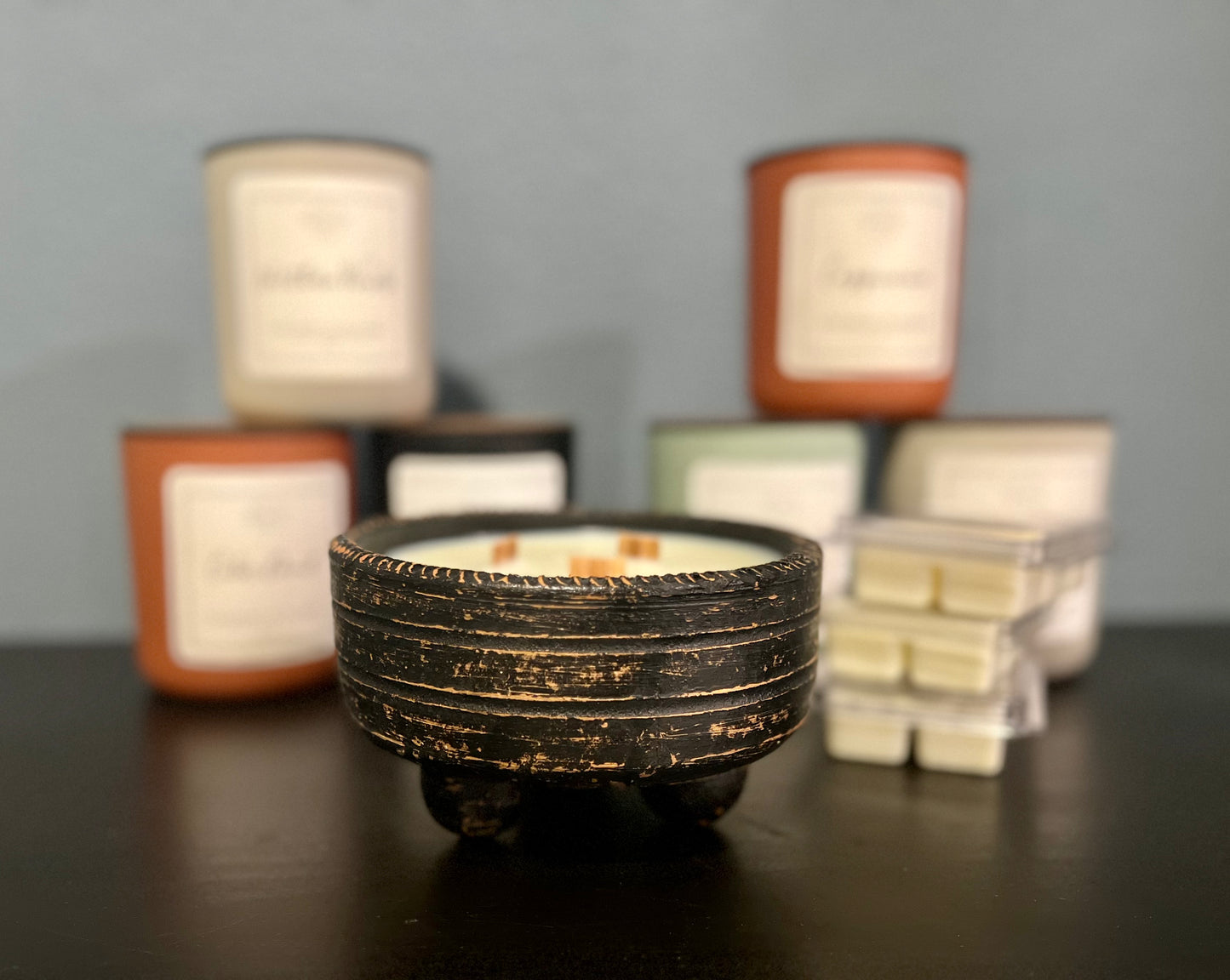 Black Clay Pattern Bowl Candle