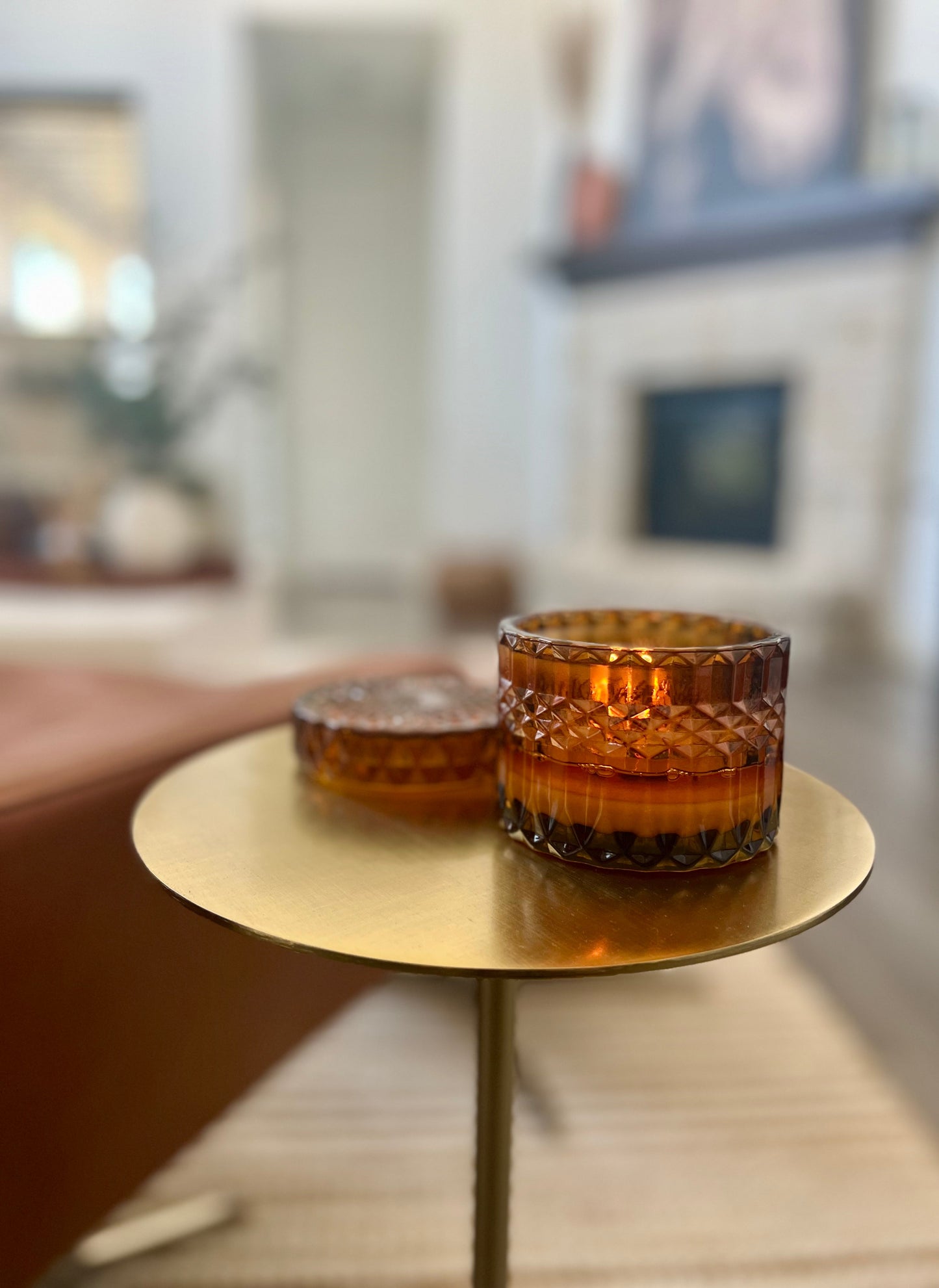 Amber Vintage Glass Candle